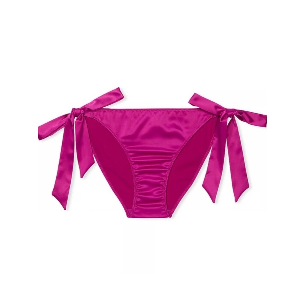 Victoria’s Secret PINK Stay Up Late Satin Side Tie Cheeky Bikini Panty Pink
